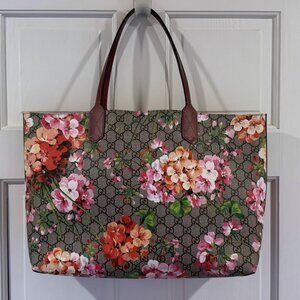 Gucci GG Pink Blooms Supreme Canvas Reversable Tote